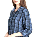 Habitat Blue Plaid Cotton Blend Textured Tunic Top Size Small Photo 0