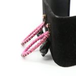 Betsey Johnson  Black Puff Heart Pink Wrapped Rhinestone Hoop Earrings Photo 4