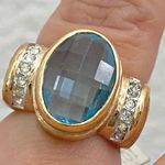 Vintage Aquamarine Pillow Cut Stone Gold Photo 8