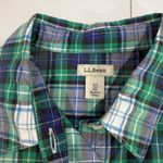 LL Bean Green Blue Plaid Cotton Poplin Button Up Shirt Size XS Photo 7