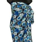 Tropical Floral Blue & White Sarong Size M Photo 0