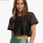 Koral Womens size S Black Terrain Open Mesh Crop Top Logo Active Gym Breathable Photo 18