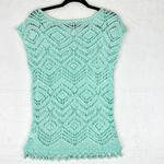 Lilly Pulitzer Kinley Sweater Top Size Medium Sand Bar Blue Crochet Open Knit Photo 1