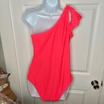 Unique Vintage Bright Coral One Shoulder One Piece Swimsuit Bow Tie XXL NWT Photo 6