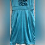 Maurice's small teal dress with ruffles down the front Photo 1