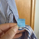 J. McLaughlin  Women's Medium Button Down Blue And Pink‎ Stripe Cotton Blend Photo 6