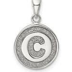 Sterling Silver Glitter Enamel Letter C Initial Circle Pendant Photo 0