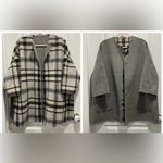 Max Mara Rare Weekend Reversible Checked Gray Black Cream Plaid Wool Coat Size S Photo 2