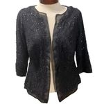 Tadashi Shoji Collection Black Beaded Evening Jacket Sz 4 Special Occasion Silk Photo 0