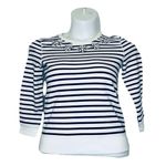 J.Crew  Women’s Jeweled Navy And White Striped Sweatshirt Glitzy Bejeweled Sz XS Photo 0