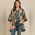 Coco + Carmen  Oversized Floral Knit Open Front Poncho Cardigan w/Arm Holes. OS Photo 4