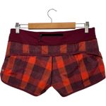 Lululemon Run Speed Short Womens 8 Red Burgundy Buffalo Plaid Active Athletic Photo 1
