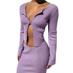 Tiger Mist  Sweater Women‎ XS Purple Ribbed Knit Monica Cardigan Sexy Preppy Photo 3