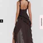 House Of CB Ariela Ruffle Side Slit Gown in Coffee Photo 1