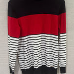 Tommy Hilfiger Breton Striped Turtleneck Sweater | Red, White & Navy Size Large Photo 0