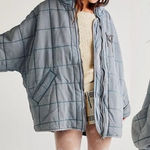 Free People Blue Quilted Dolman Full Zip Up Pockets Jacket size Medium Photo 0