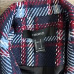 Forever 21 Navy and Red Plaid Cropped Blazer Photo 1