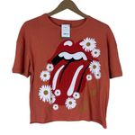 The Rolling Stones NWT Graphic T-Shirt Womens S Orange Cropped Band Tee Daisy Floral Photo 0