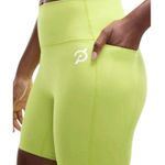 Peloton High Rise Pocket Bike Shorts Women's Medium Neon Yellow EUC Photo 0