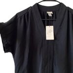 A New Day NEW Boxy Fit Blouse Short Cap Sleeve Black V Neck XS Business Casual Photo 1