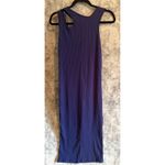 ZARA Ribbed Knit Sleeveless Midi Dress Cut Out Neckline Blue M Photo 1