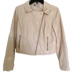 Jennifer Lopez Faux Leather Beige Tan Zipper Collar Long Sleeve Jacket Medium Photo 8