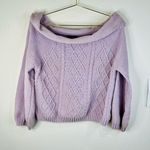My Michelle MM by Michelle Women’s Lavender Cable Knit Off-Shoulder Sweater Medium Cozy Chic Photo 0
