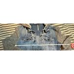 Free People Denim Jacket Distressed Hoodie Gray Knit Sleeves Women's XS Photo 5