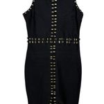 Wow Couture Bandage Dress Size Large Black Gold Sleeveless Photo 0