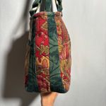 Quilted Tapestry Paisley Shoulder Bag Green Red Gold Handmade Purse Unique Leaf Photo 4
