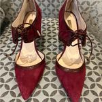 Louise et Cie NWOB  Burgundy Suede Lace-Up Heels Size 8 Pointed Toe Ankle Tie Photo 3