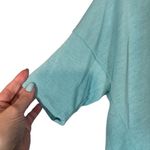 Luxe Baby Blue Short Sleeve Key Hole Cut Out High Low Tunic Blouse Women SZ M Photo 2