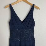 Tadashi Shoji Tadashi Navy Blue Silk Beaded V-Neck Formal Mini Dress Size 4 Photo 1