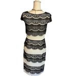 Melrose and Market Melrose Off White Black Eyelash Lace Bodycon Sheath Knee Length Dress Size 8 Photo 3