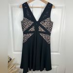 Aidan Mattox Aidan Black Fit-and-Flare Nude Lace-Panel Dress Size 8 Sleeveless Photo 5