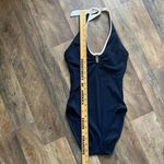 Nautica woven navy blue white trim tie one piece swimsuit size 8 Photo 6
