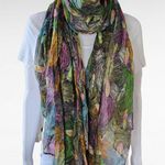 Multicolored Peacock Feather Large Lightweight Rectangle Scarf Photo 0