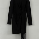 Badgley Mischka NWT Belle Harley Black Crepe Fringe Dress Photo 2