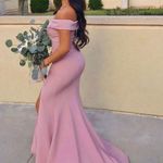 Dusty pink off shoulder prom dress Photo 0