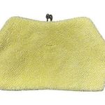 American Vintage Beaded Butter Yellow Kisslock Clutch Photo 0
