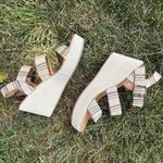 Y Not Bea Strappy Wedge Textured Sandals Womens 9 Natural Stripes Boho Platform Tan Photo 4