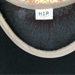 H.I.P. Black with Tan Piping Sheer Top blouse S Photo 2