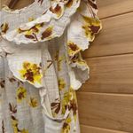 Free People One Size Small Naya Printed Floral Ruffle Sleeve Tie Bottom Hem Yellow Photo 8
