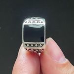 Obsidian stone S925 antique silver woman ring size 6.5 Photo 6