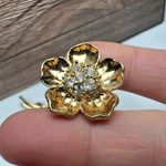 Rhinestone Flower Gold Tone Lot Of 2 Flowers Photo 10