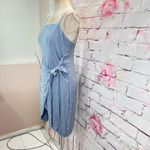 Lulus Women's Crinkle Textured Wrap Skirt Side Tie Tulip Cut Dress Light Blue XL Photo 3