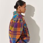 Celiab Assunta Plaid Colorful Check Teddy Jacket New XS Orange Photo 3