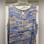 Caribbean Joe VTG Let Go Blue Hawaiian Palm Tree Print Sleeveless Maxi Dress - L Photo 9