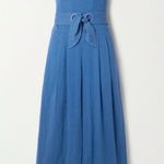 Farm Rio  Belted Pleated Linen-blend Jumpsuit In Blue, Size Small, $270 Photo 5