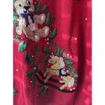 Victoria Jones Sweater Black Beaded Christmas Embroidered Doll Size XL Red Photo 3